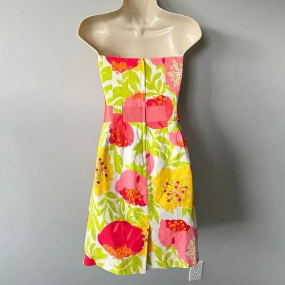 Lilly Pulitzer Colorful Vibrant Floral Strapless Dress Size 4 - Picture 3 of 10